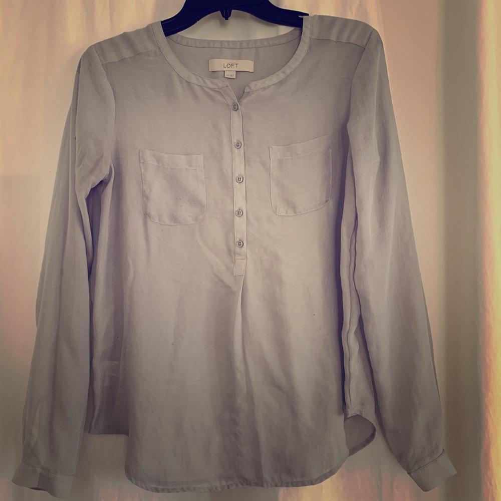 Ann Taylor Loft Grey Blouse Sz XS